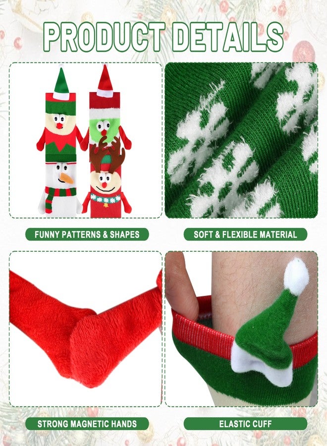 Chambom 4 Pairs Magnetic Holding Hands Socks - Christmas Gifts for Women Men Kids Family, Xmas Socks, White Elephant Exchange Gift, Gag Gifts Xmas Stocking Stuffers Gift Set, 4 Patterns - Image 3